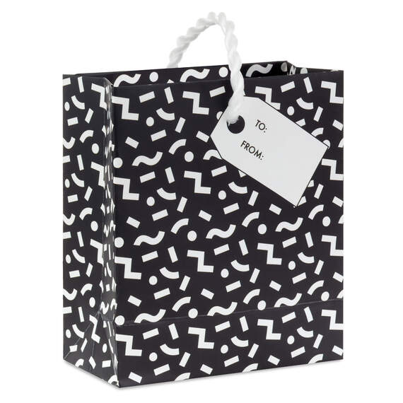 4.6" Black and White Mod Shapes Gift Card Holder Mini Bag, , large image number 6