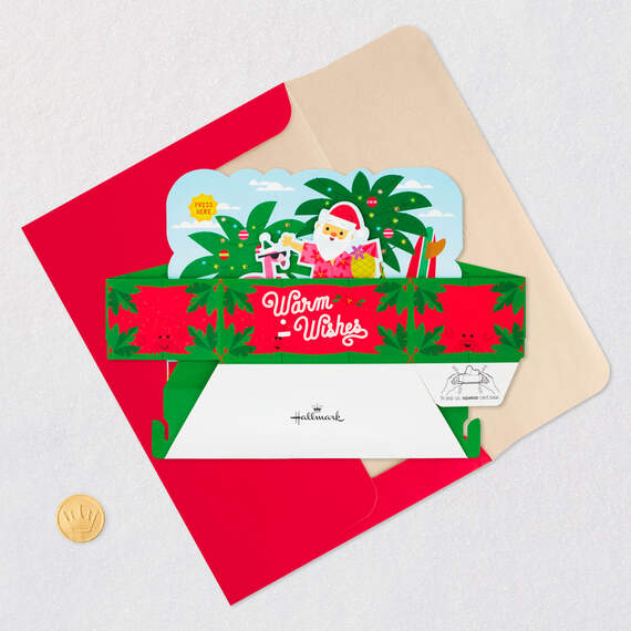 Tropical Santa Musical 3D Pop-Up Christmas Card With Light, , large image number 6