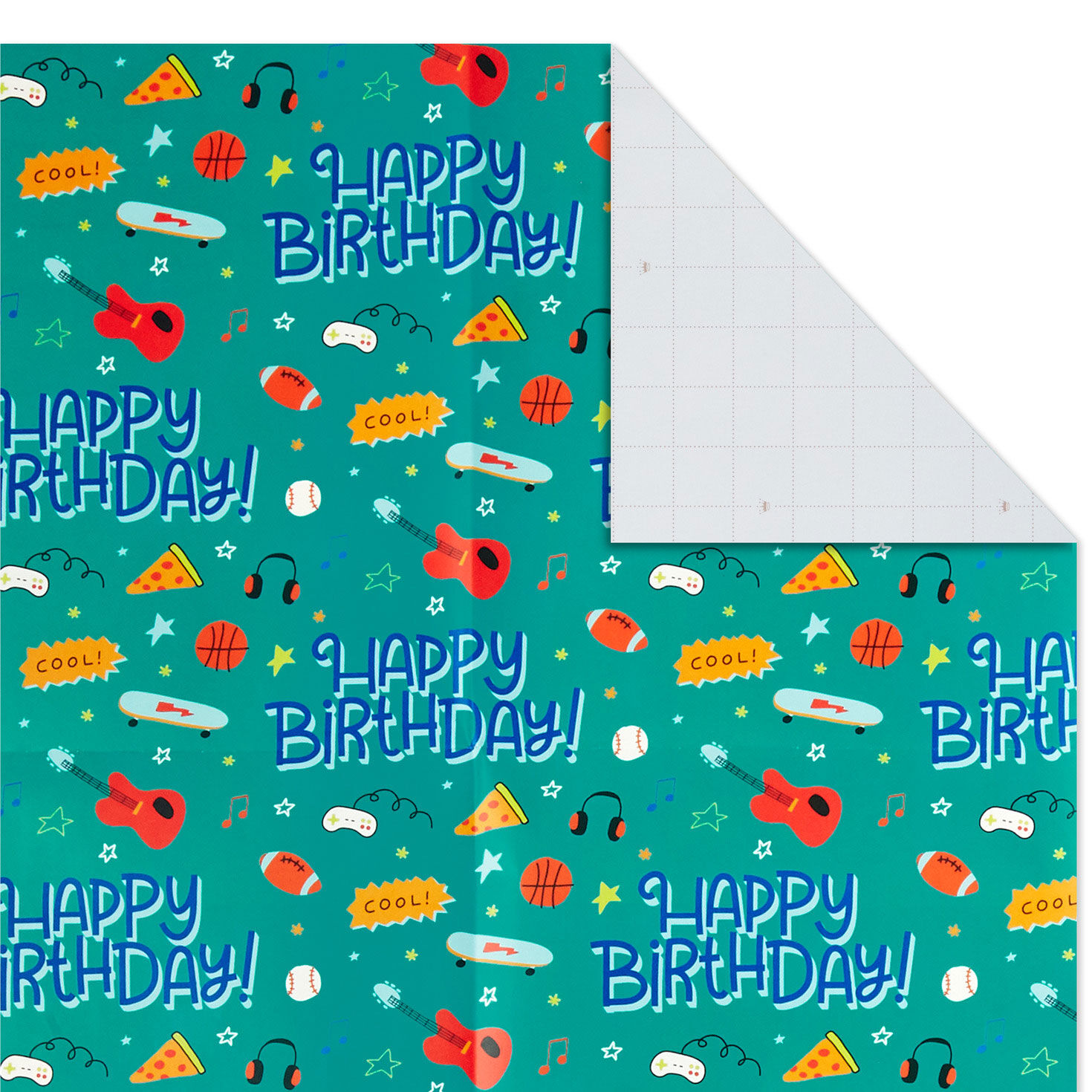Cute and Colorful Birthday Flat Wrapping Paper Assortment With Gift