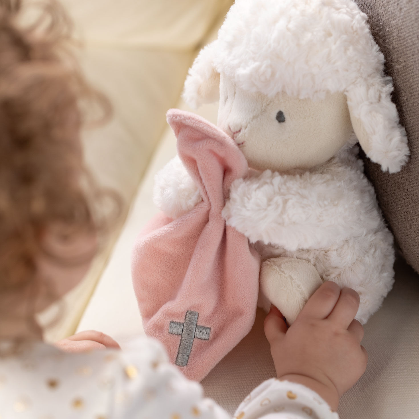 Demdaco Jesus Loves Me Musical Lamb Plush With Pink Blankie Interactive Stuffed Animals Hallmark
