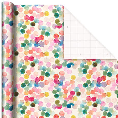 Watercolor Dots Wrapping Paper Roll, 20 sq. ft., , large