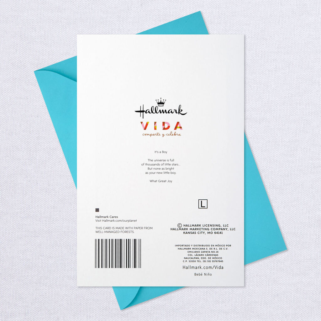 Bright Little Star Spanish Language New Baby Boy Card