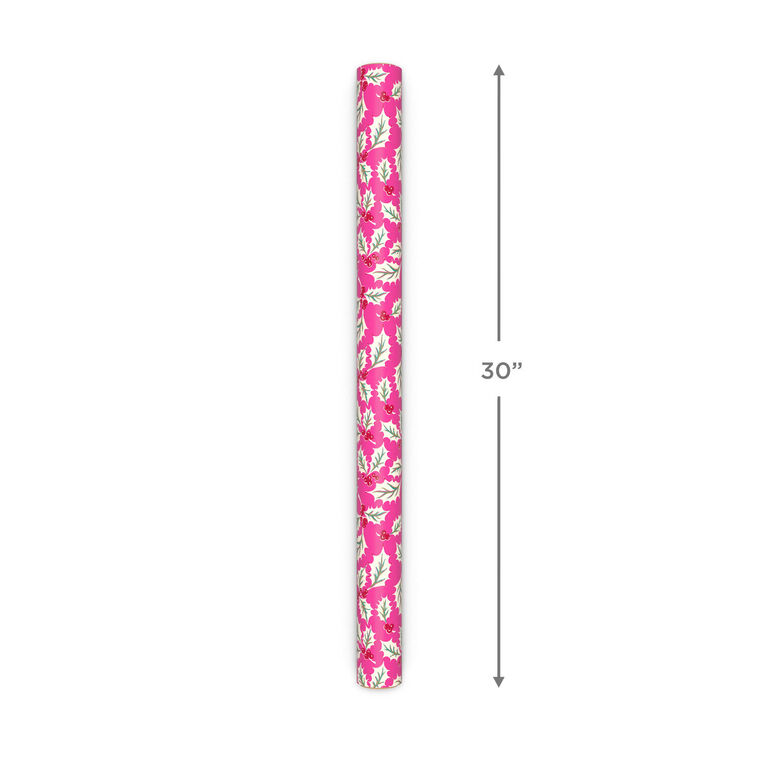 Holly/Bright Stripes Reversible Christmas Gift Wrap Measurement image number 4