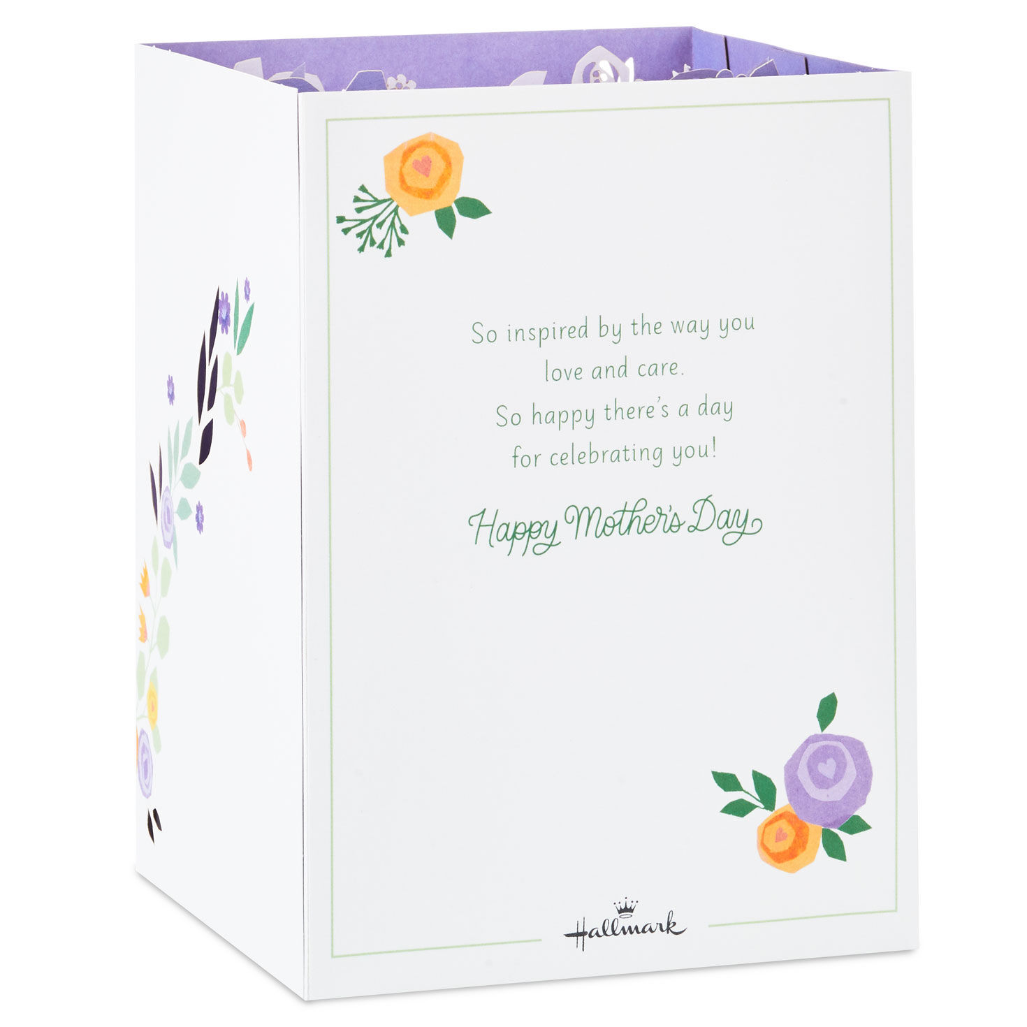Purple Floral 3D Light and Music Mother's Day Card card back image number 2