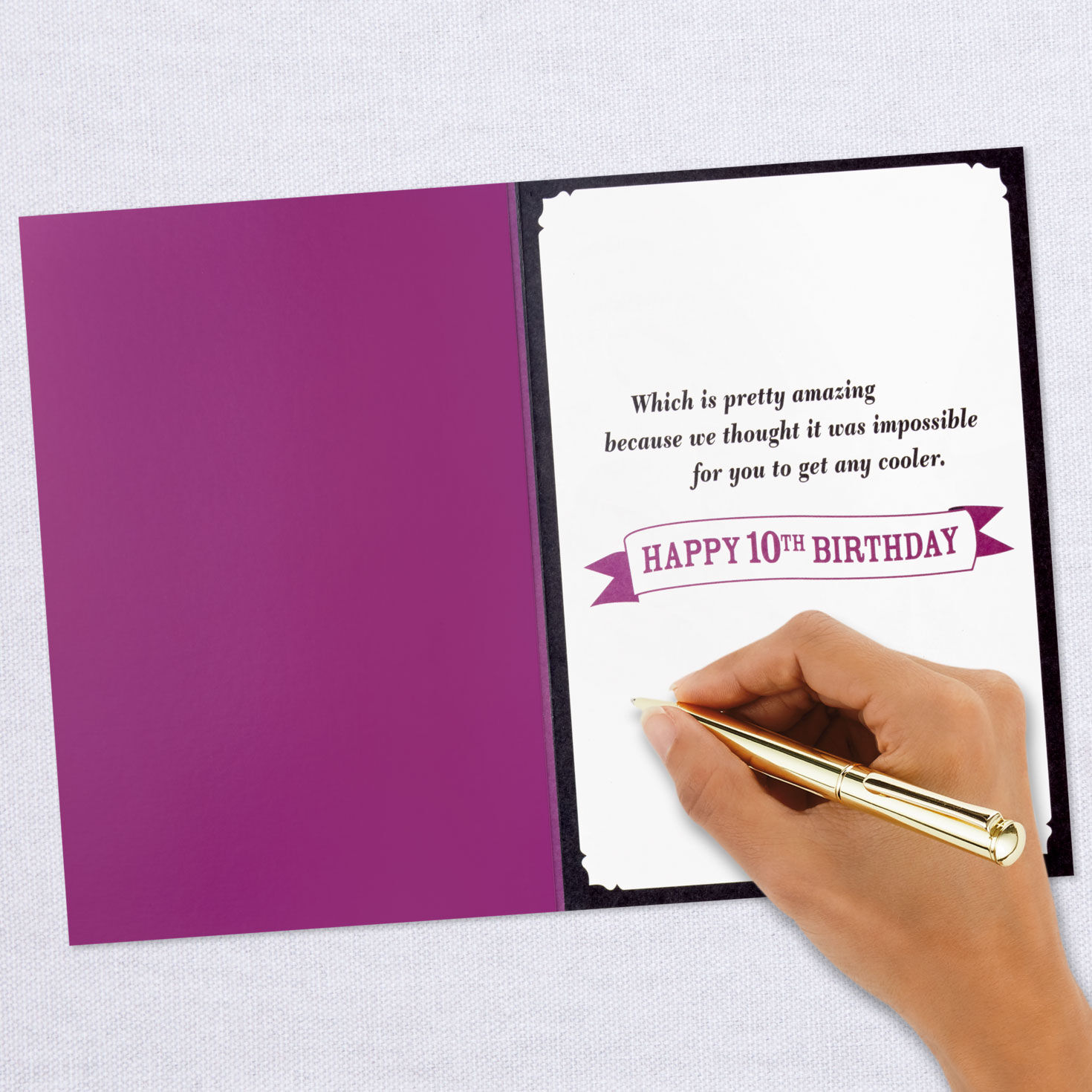 Purple 10 and Banner Birthday Card for Kid signing card image number 6