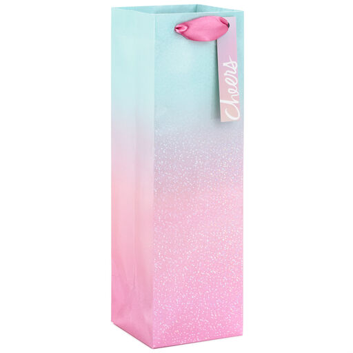 13" Pink and Aqua Ombré Wine Gift Bag, 