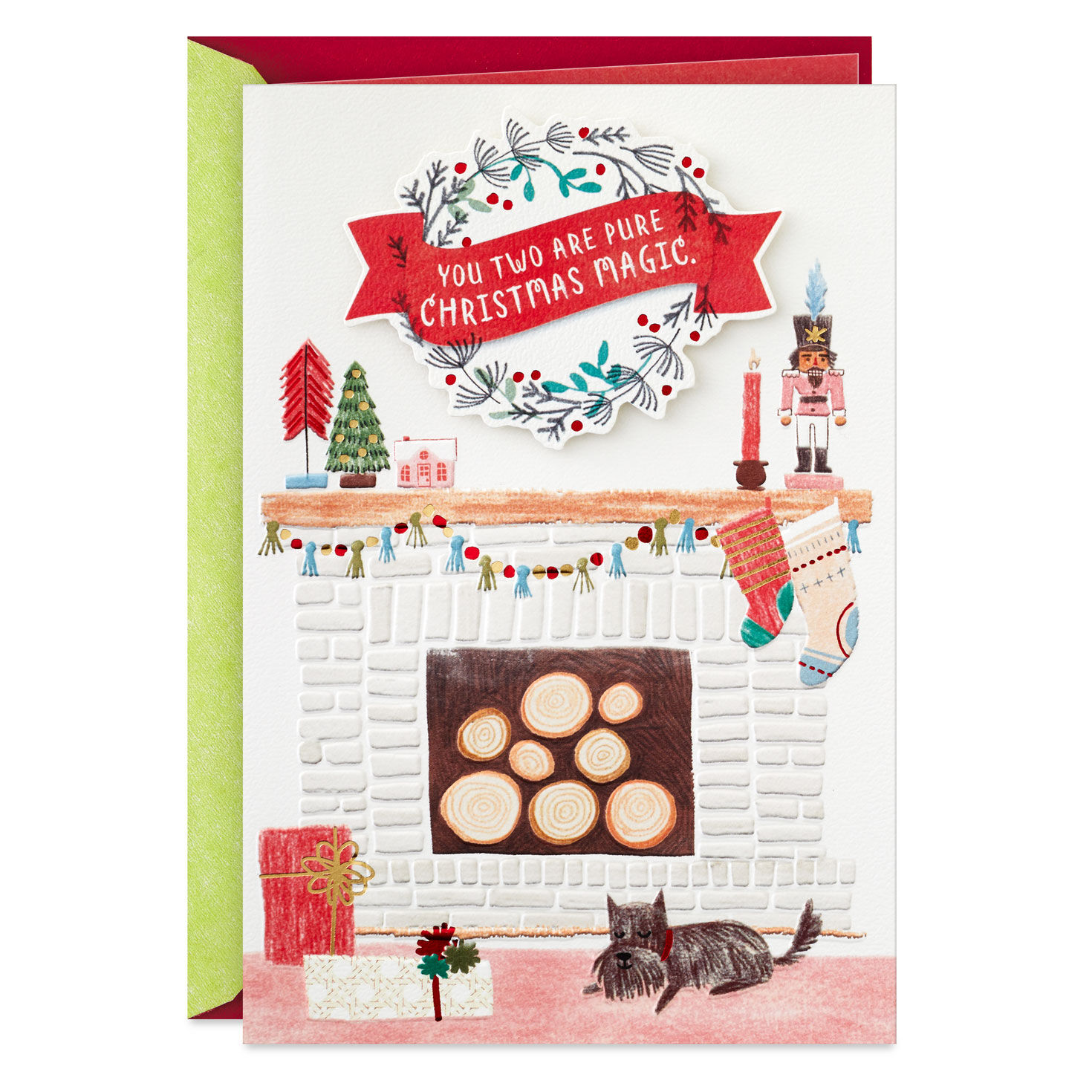 Love You Both Christmas Card for Son and Romantic Partner