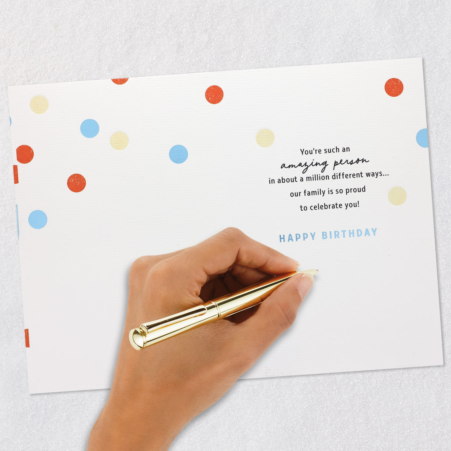 Red, Blue and Yellow Polka Dots Grandson Birthday Card Signing card image number 6