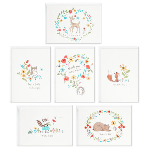Woodland Animals Assorted Blank Thank-You Notes, Box of 48, 
