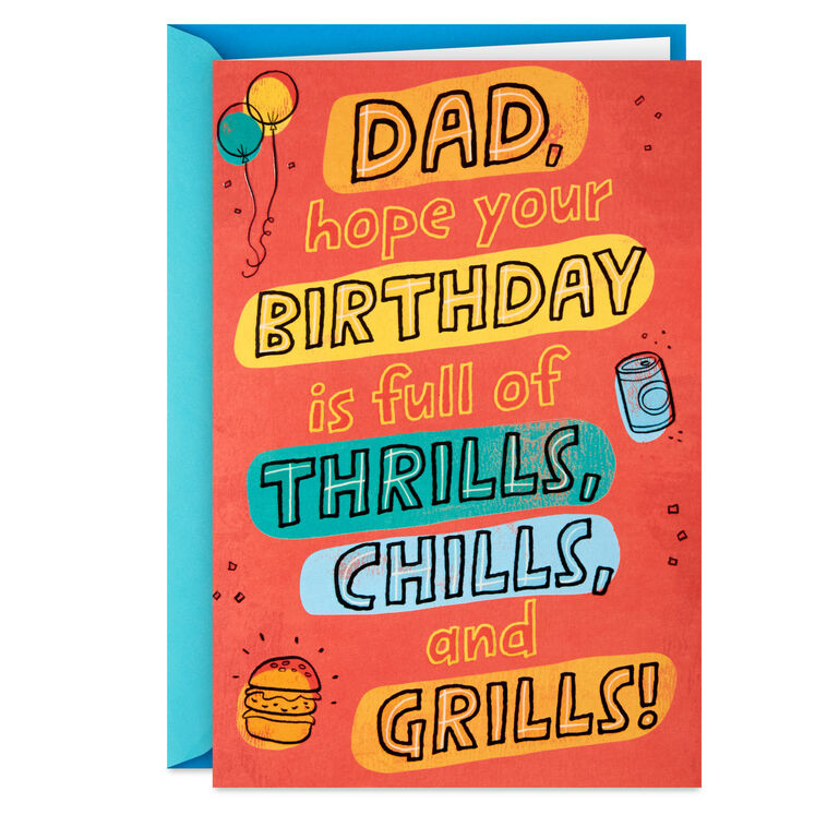 A Day of Thrills, Chills and Grills Pop-Up Birthday Card for Dad