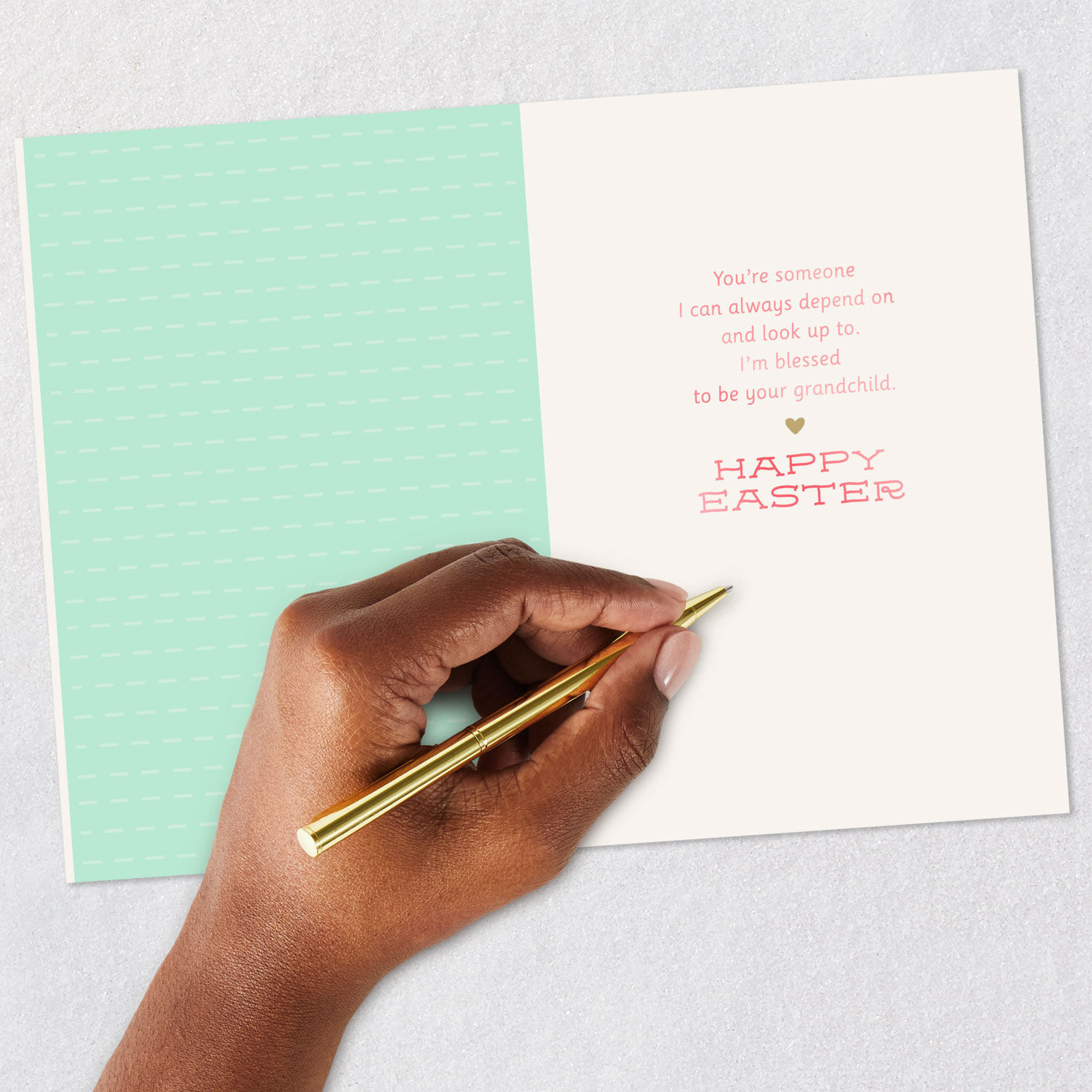 Blue, Green, Peach Butterflies Easter Card for Grandma Signing card image number 6