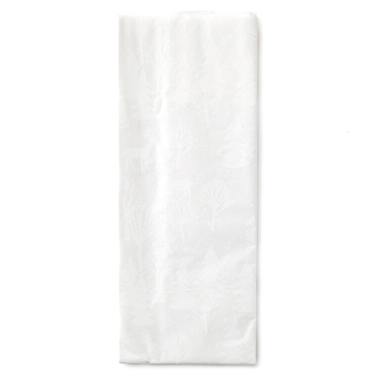 White Woodland Creatures Print Holiday Tissue Paper, 6 sheets