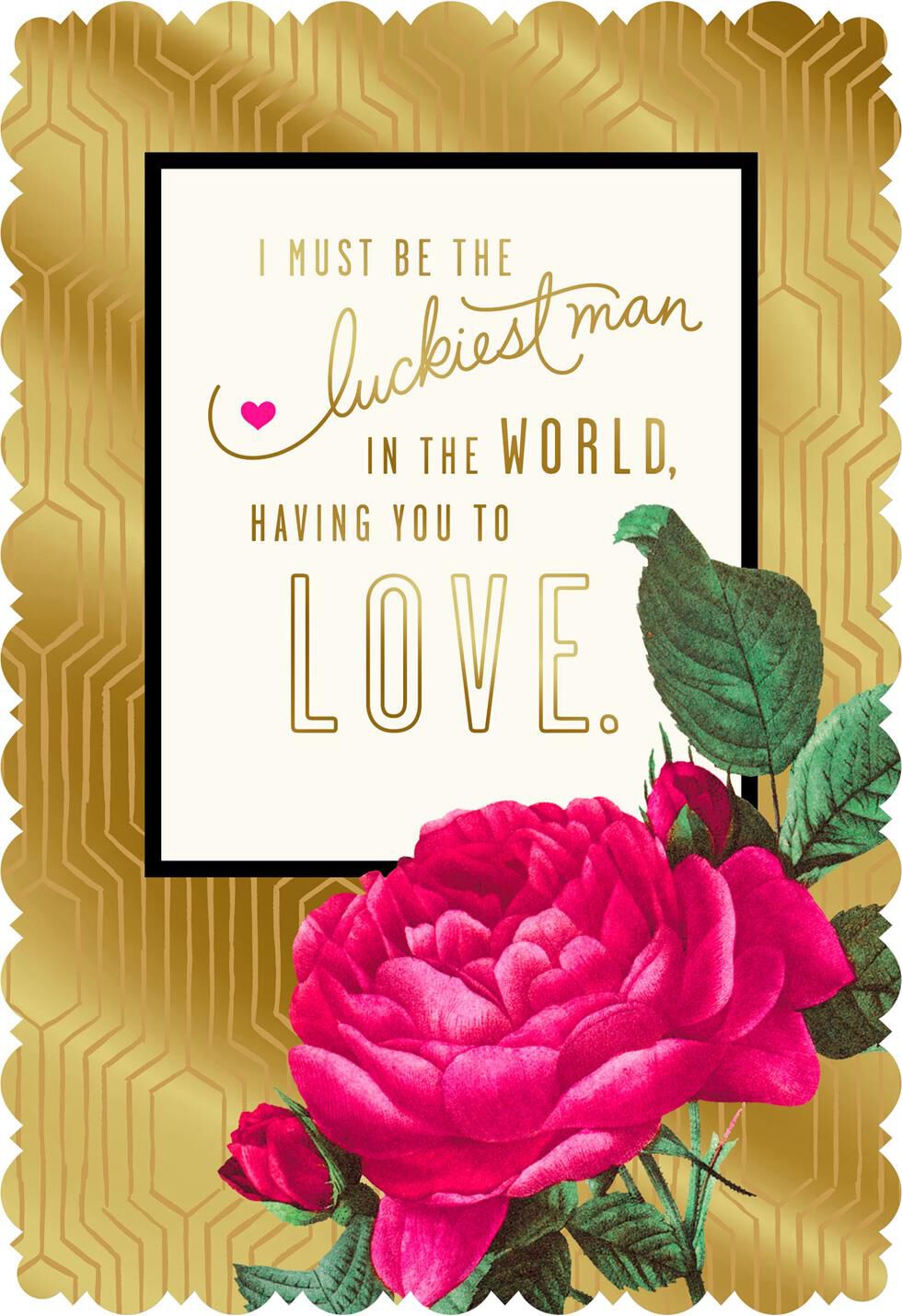 Luckiest Man in World Valentine's Day Card for Wife