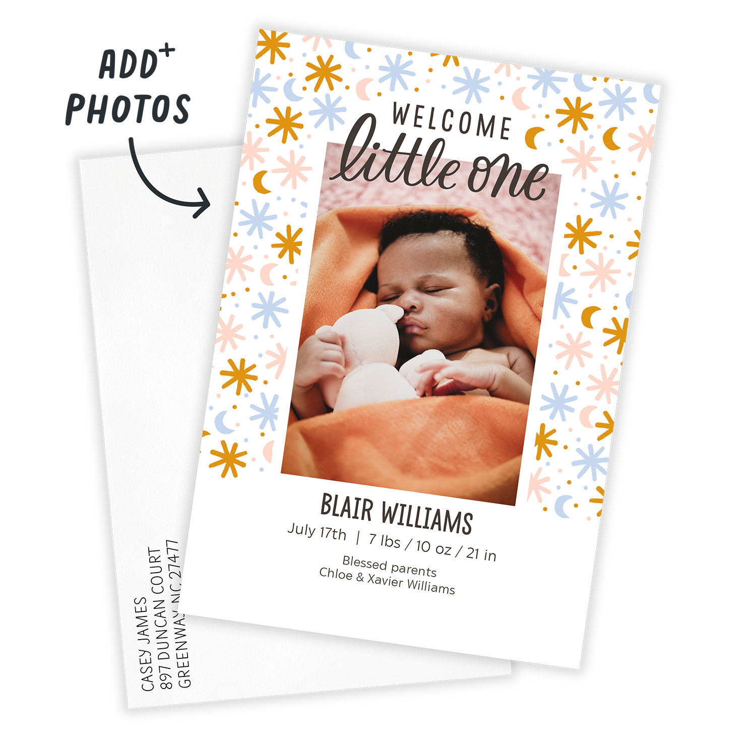 Welcome Little One Moon and Stars Birth Announcement, , large image number 2