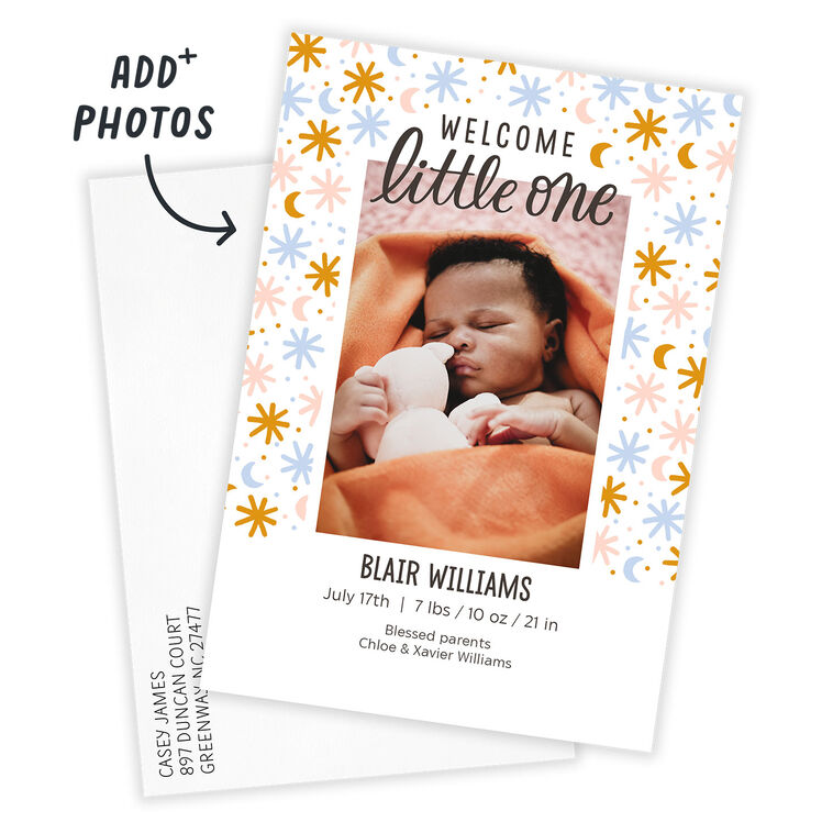 Welcome Little One Moon and Stars Birth Announcement, , large image number 2