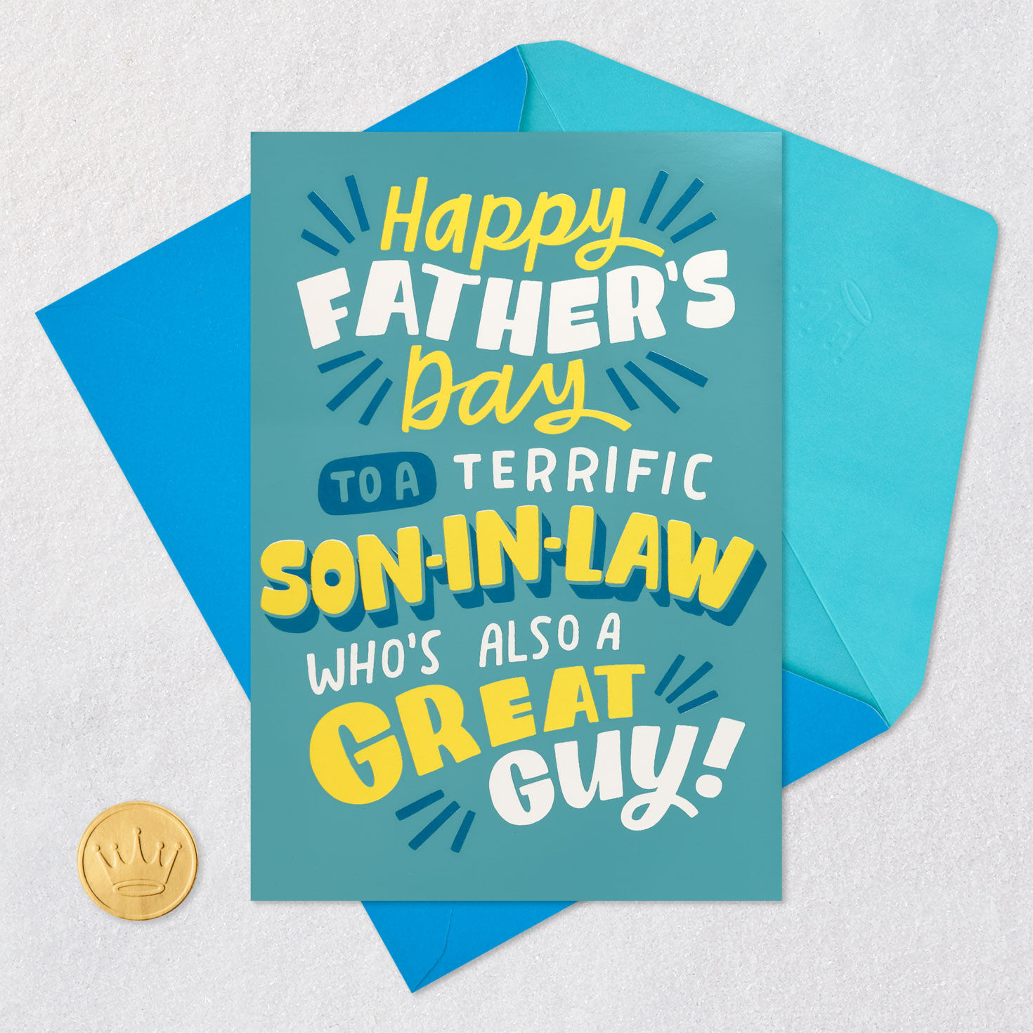 High Five Pop-Up Father's Day Card for Son-in-Law Card Front with Envelope and Gold Seal image number 5