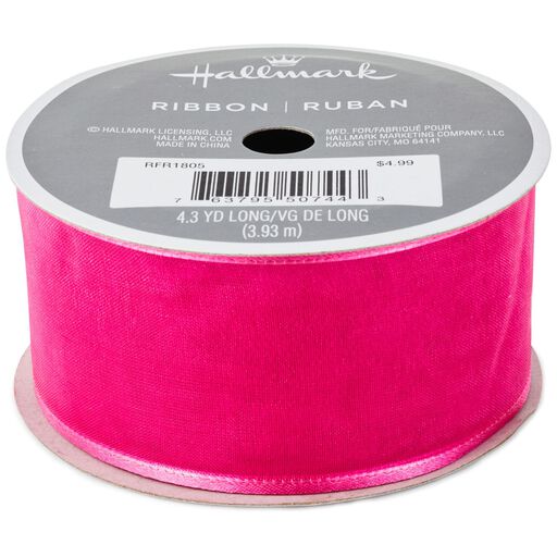 Pink 1.5" Satin-Edge Sheer Ribbon, 12.9', 