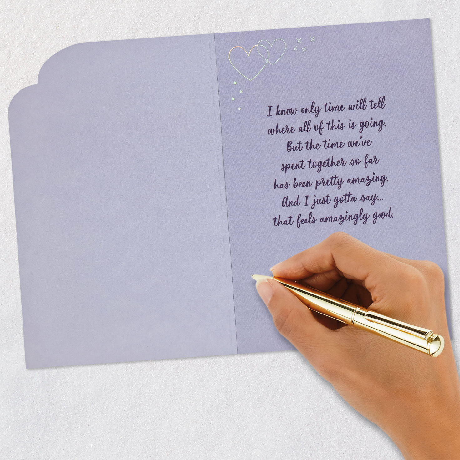 Purple Lettering on White Romantic Love Card Signing card image number 7