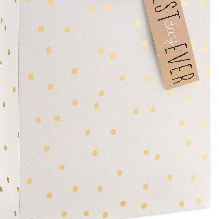 Best Day Ever Ivory and Dots Medium Gift Bag Base/Side Detail image number 5