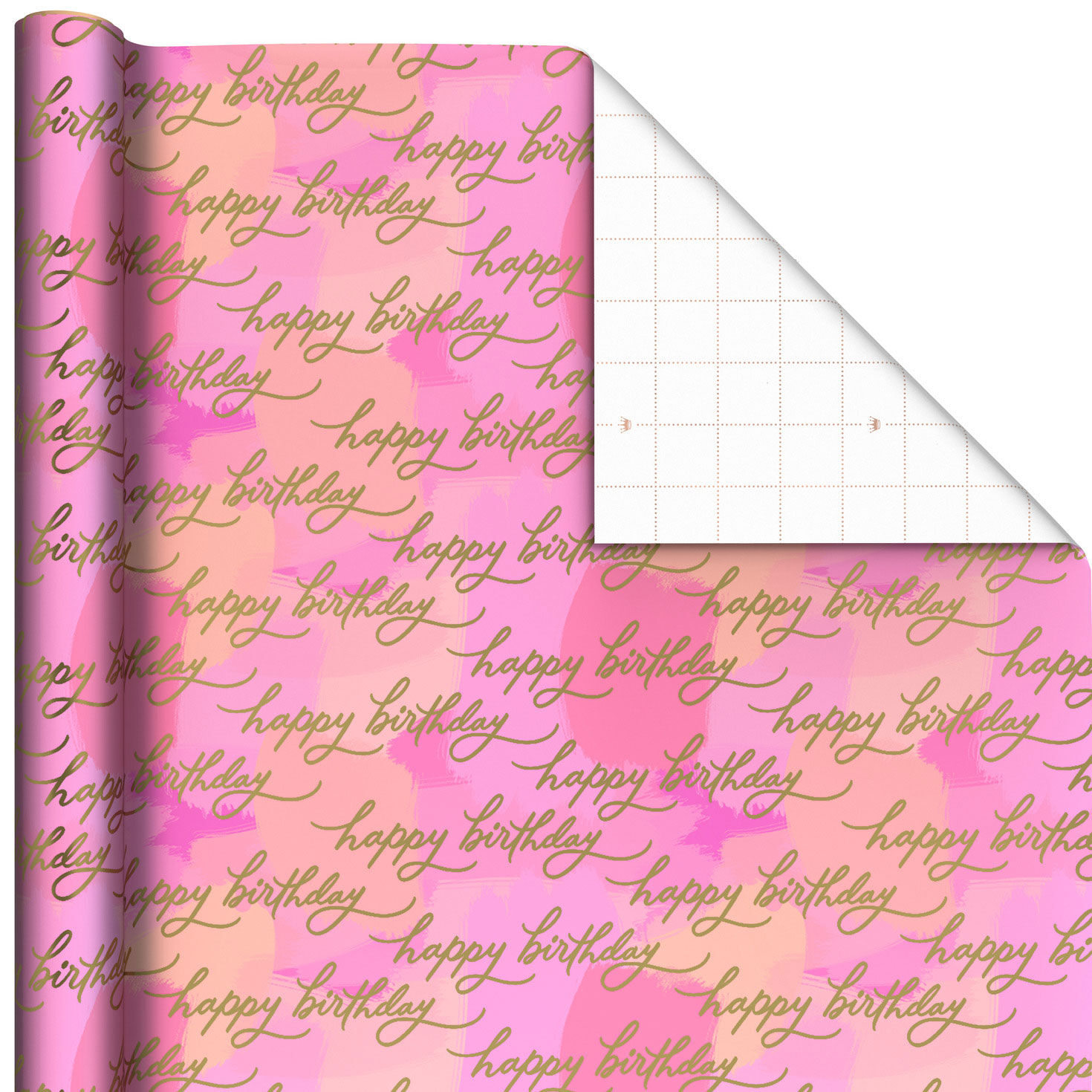 Pink Painted Color Block Birthday Wrapping Paper Roll, 17.5 sq. ft.