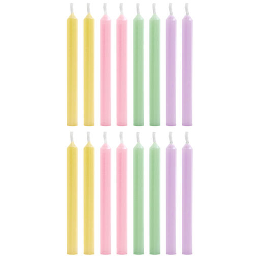 Pearlized Pastel Birthday Candles, Set of 16, 