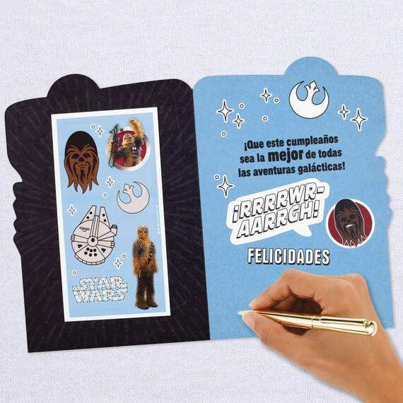 Star Wars™ Chewbacca™ Spanish-Language 7th Birthday Card With Stickers, , large image number 7
