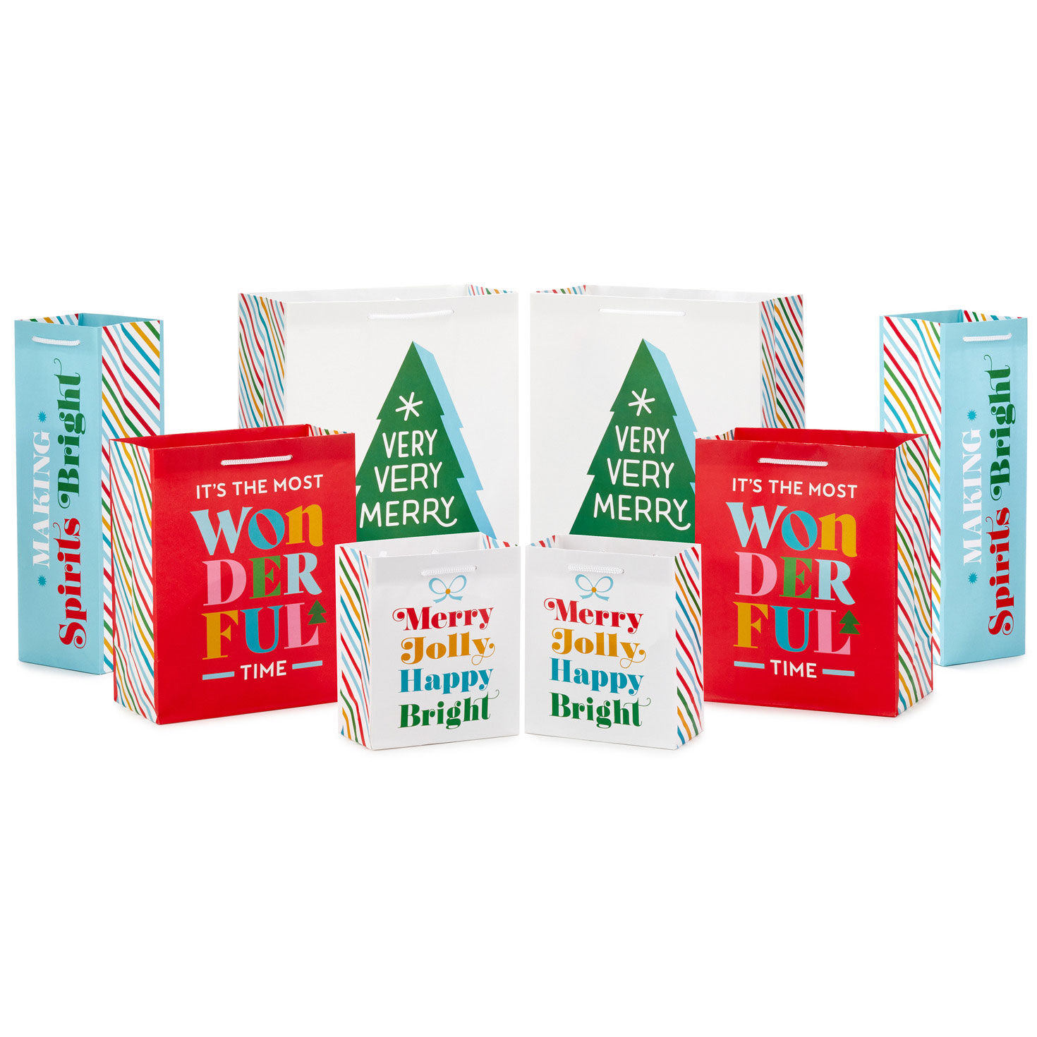 Bright Wishes 8-Pack Christmas Gift Bags, Assorted Sizes and Designs for only USD 12.99 | Hallmark
