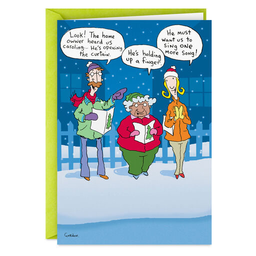 Flipping Christmas Spirit Carolers Funny Christmas Card, 