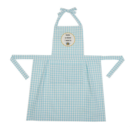 Peking Handicraft Blue Gingham Bee Adult Apron, 