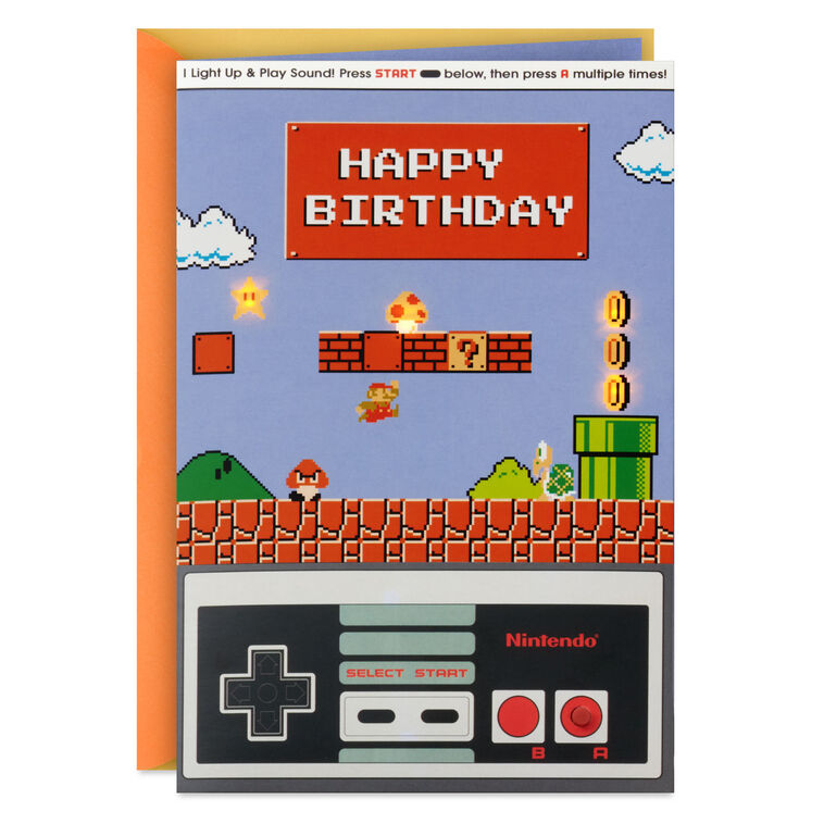 Nintendo Super Mario™ Advance to the Next Level Birthday Card With Light and Sound