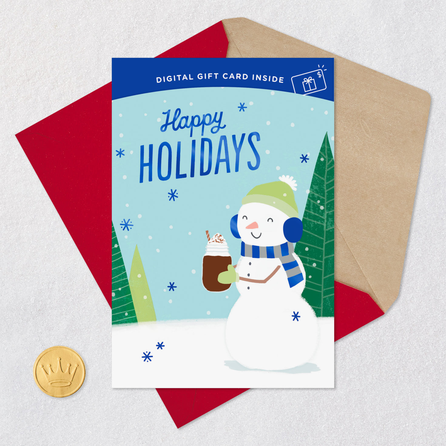Happy Holidays Smiling Snowman Gift Card Greeting Holiday Card, , large image number 8