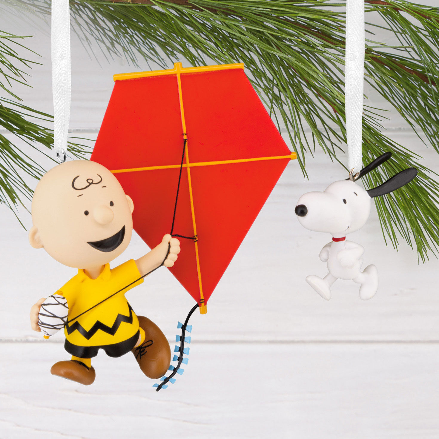 Charlie Brown Snoopy Fly Kite Christmas Ornaments hanging on tree image number 5