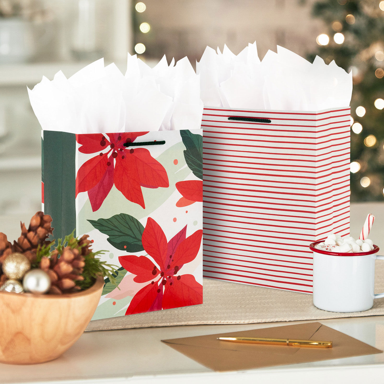 8.8 Fa La La Festive 3 Pack Assortment Medium Christmas Gift Bags Gift Bags Hallmark