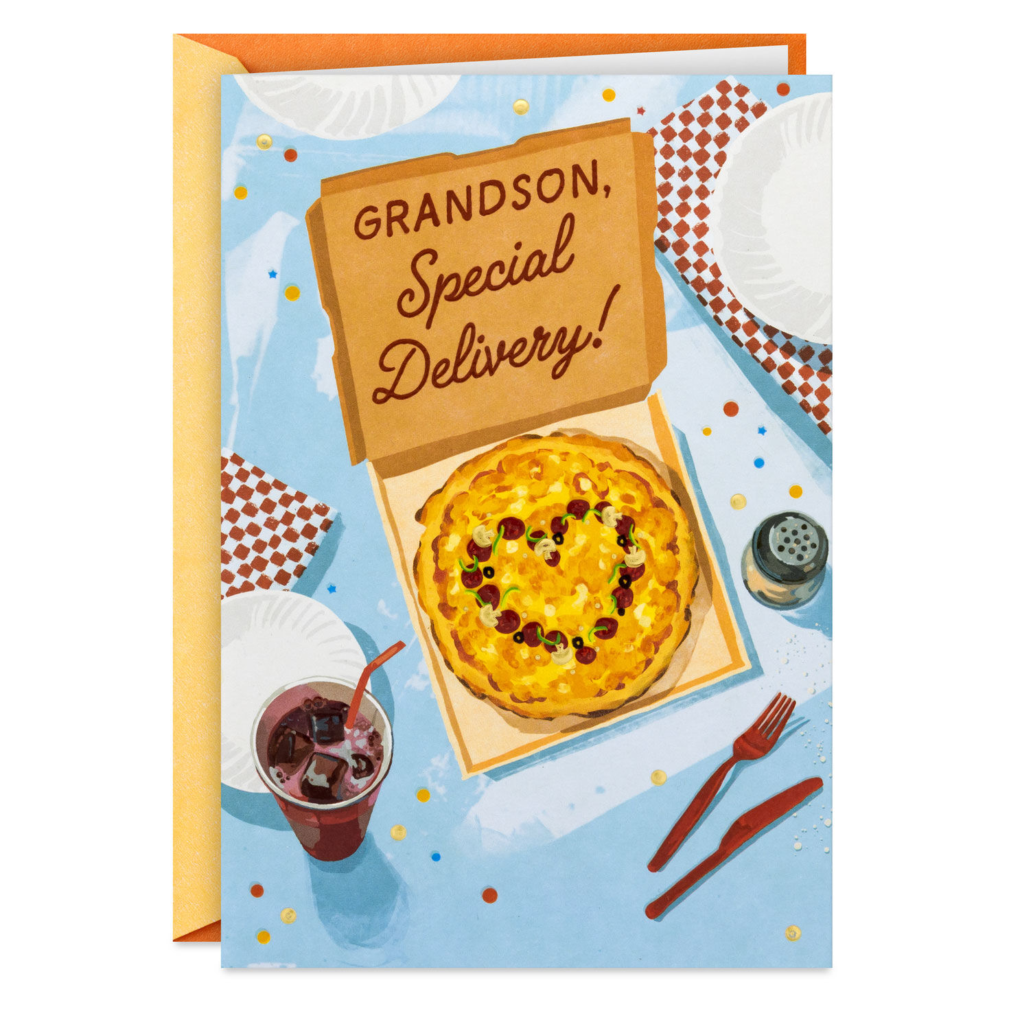 Pizza Our Hearts Birthday Card for Grandson