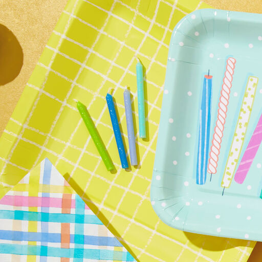 Cool Hues With Glitter Birthday Candles, Set of 16, Cool