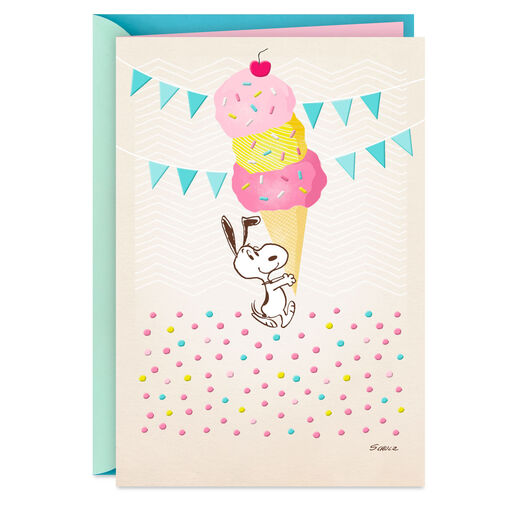 Peanuts® Snoopy Super-Duper Triple-Scooper Birthday Card, 