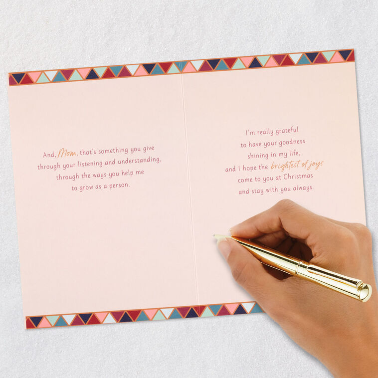 Modern Mosaic Holiday Wreath Mom Christmas Card Signing card image number 8