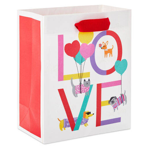 6.5" Dogs, Cats, Balloons and Love Small Gift Bag, 