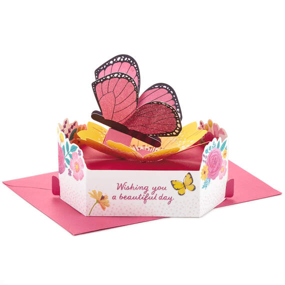 Beautiful Day Butterfly and Flowers 3D Pop-Up Card