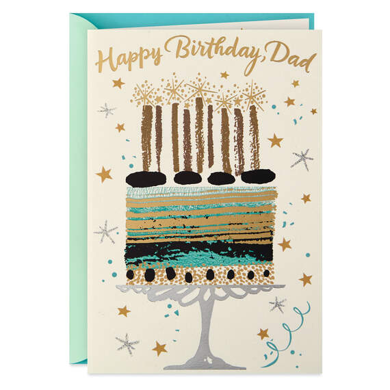 Gold Foil Cake Birthday Card for Dad, , large image number 1