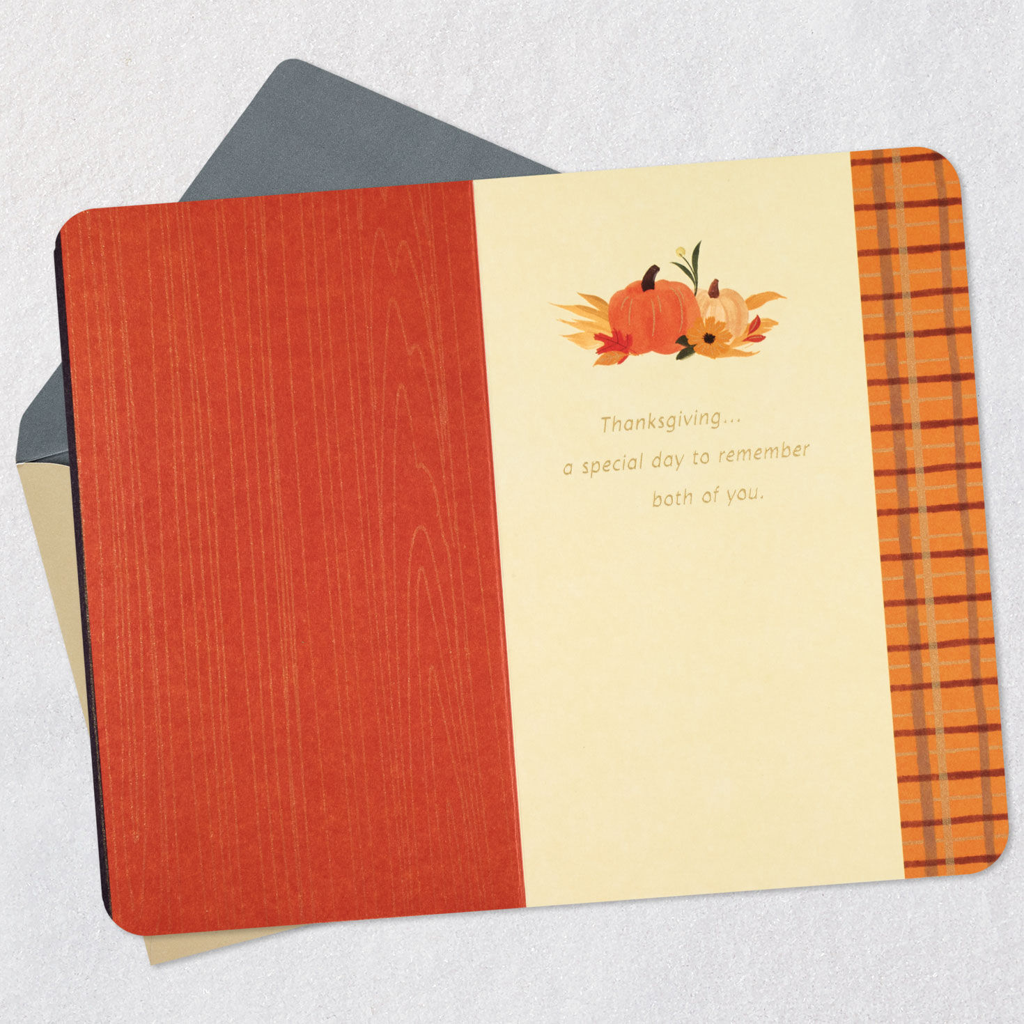 Dried Corn Cobs on Blue Thanksgiving Card for Both Open card with envelope image number 3