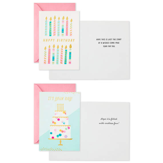 Assorted Pretty Pink and Aqua Boxed Birthday Cards, Pack of 16, , large image number 2