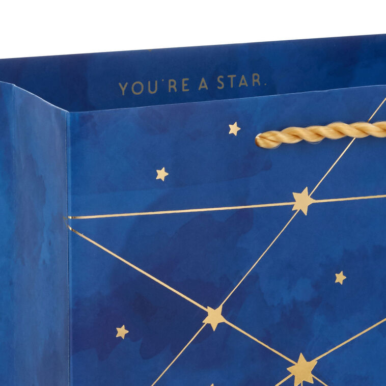 Gold Constellations on Navy Blue Medium Gift Bag Handel detail image number 4