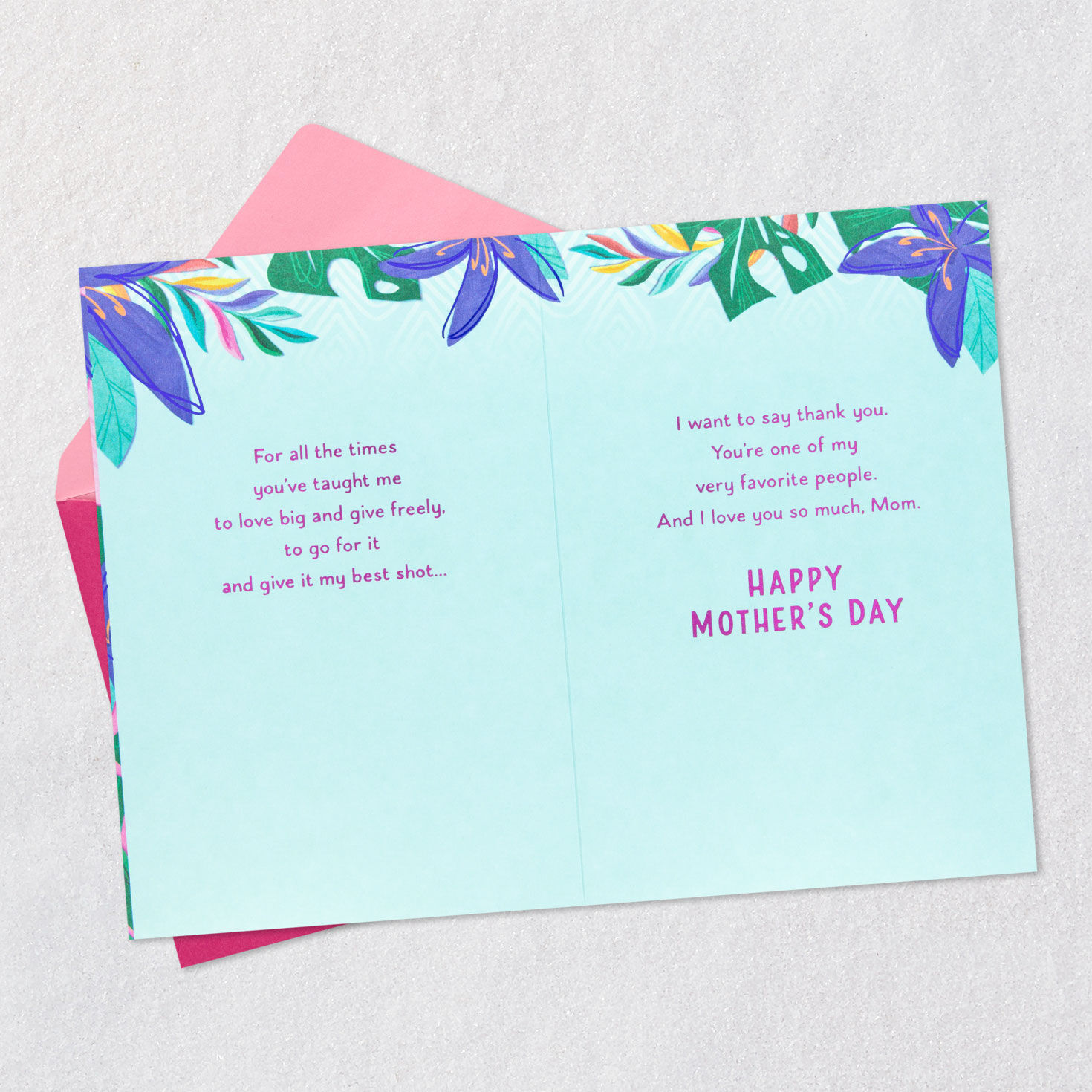 Heart Hands and Leaves Mom Mother's Day Card From Daughter Open card with envelope image number 4