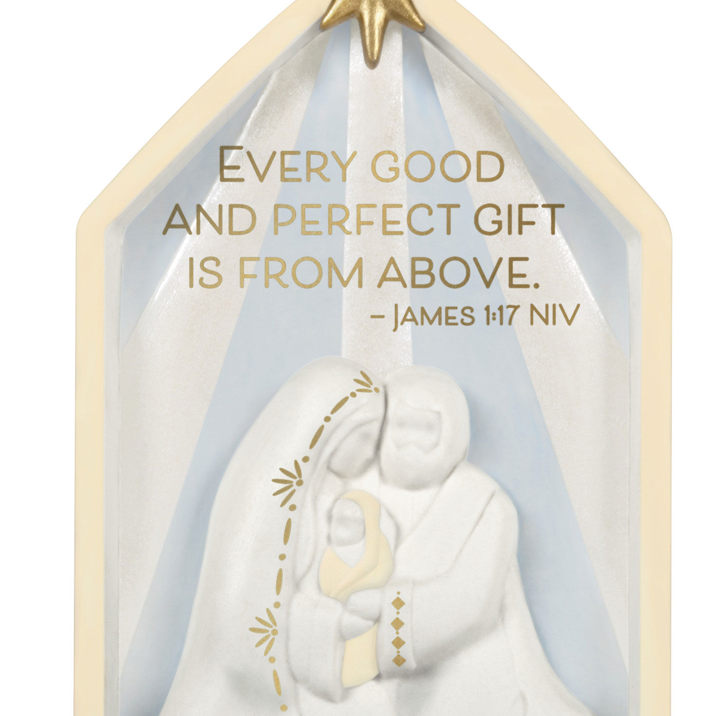 White and Gold Nativity Keepsake Ornament closeup view image number 5