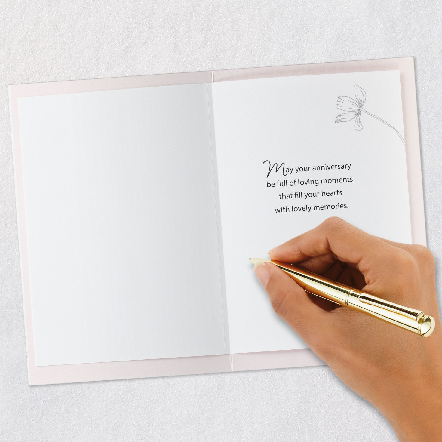 Pink and Yellow Flowers Anniversary Card Signing card image number 6