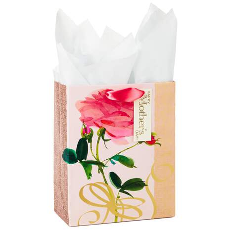 Stylized Rose Mother's Day Medium Gift Bag With Tissue and Tag, 9.6", , large