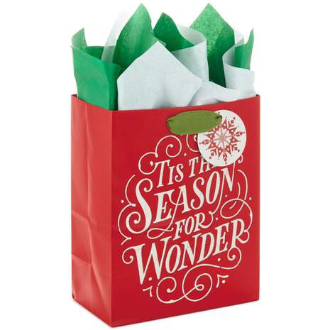 9" Season for Wonder Red Christmas Gift Bag With Tissue, , large