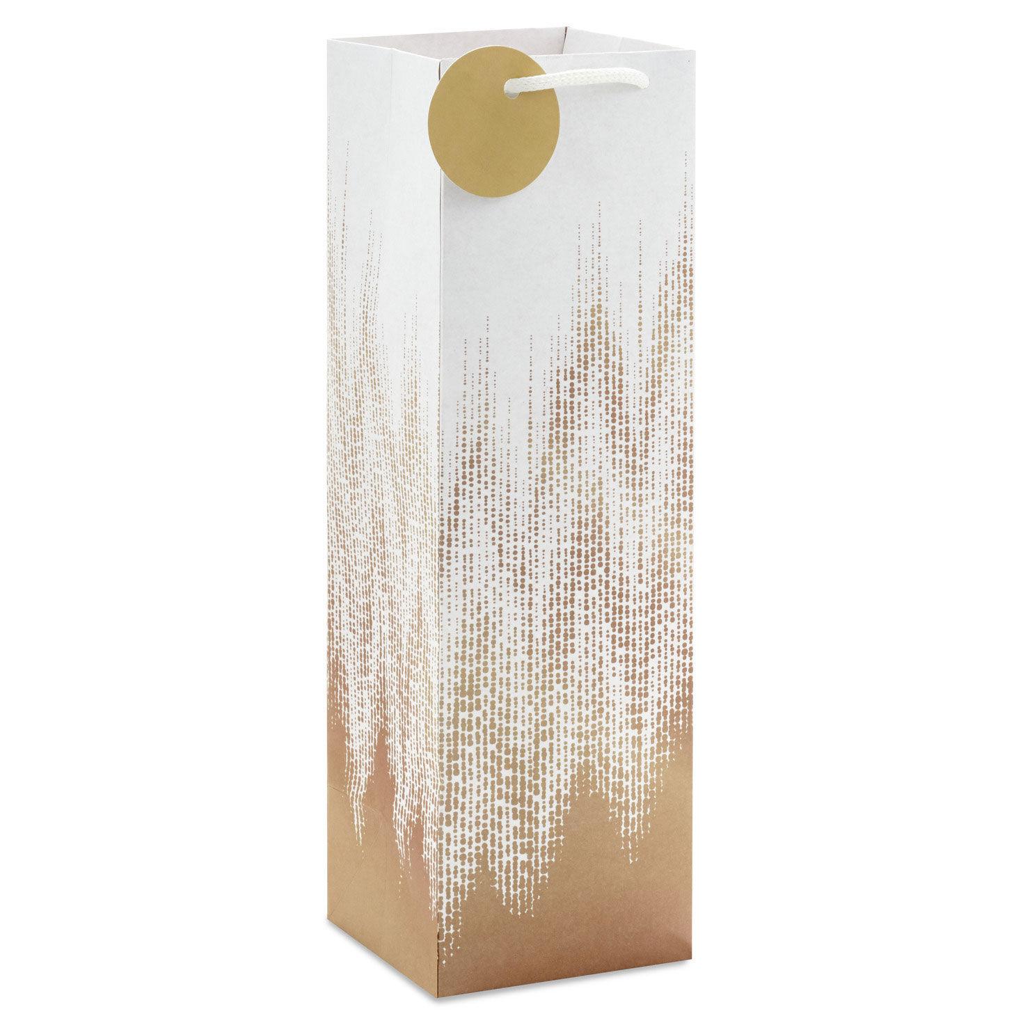 14" Kraft and White Ombré Chevron Large Holiday Wine Gift Bag
