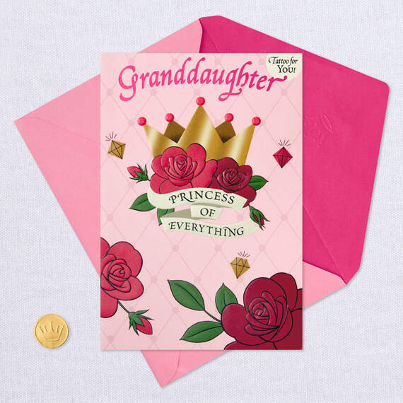 Princess of Everything Granddaughter Birthday Card With Temporary Tattoos, , large image number 7